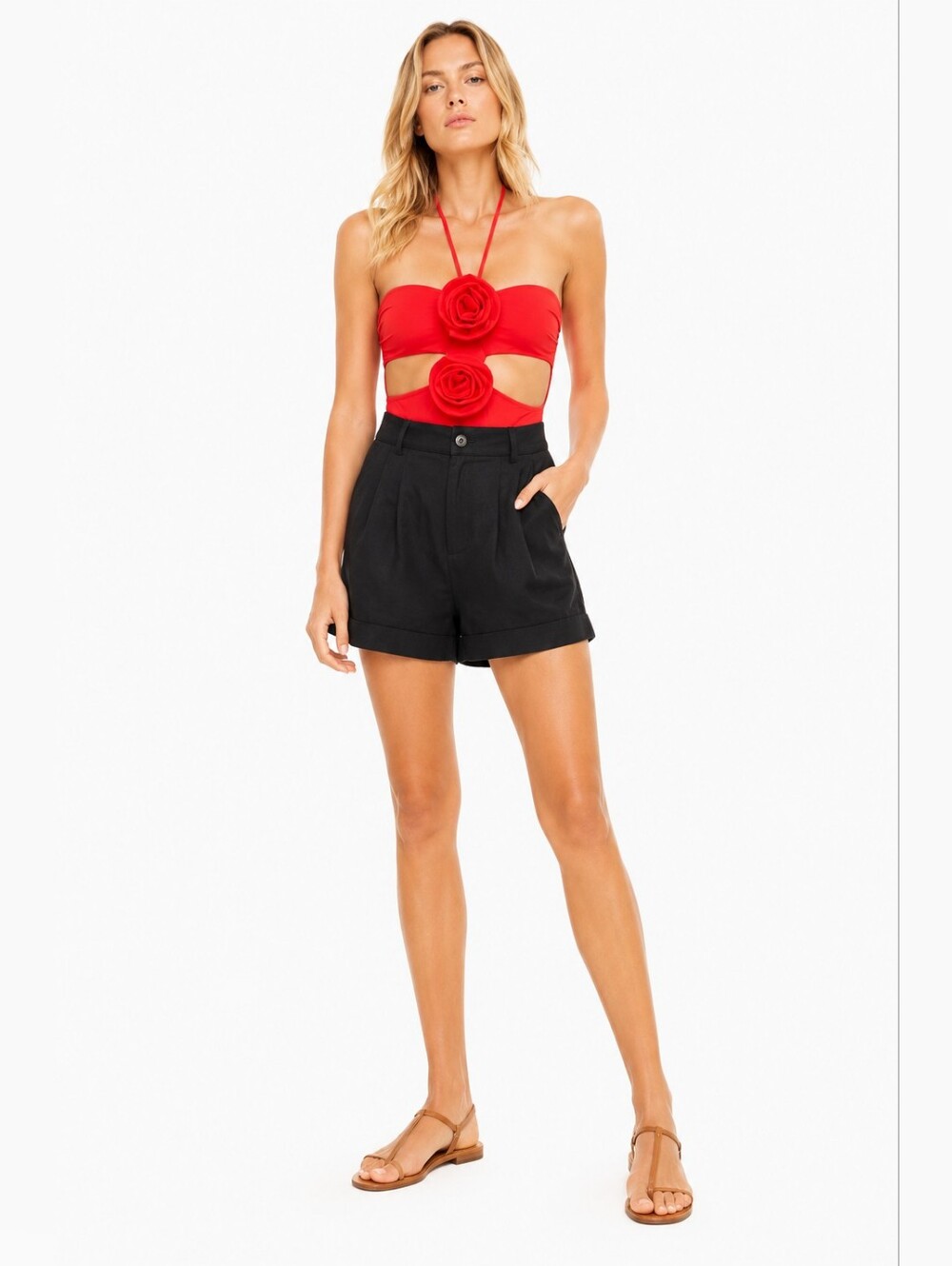 NWT Zara Size M Red Roses Bodysuit Bloggers Fav